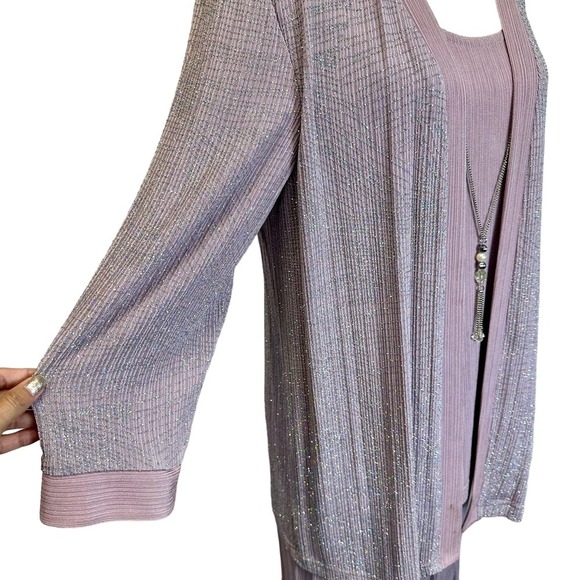 Kathy Roberts Sparkly Formal Wear Office Top Pants Women’s 14 Mauve Pink Vintage - Picture 5 of 14